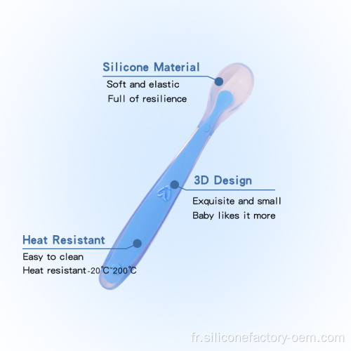 Bébé cuillère d&#39;entraînement pour bébé qui nourrit la cuillère couverts en silicone